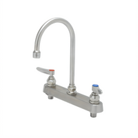 EverSteel 8-Inch Deck Mount Stainless Steel Workboard Mixing Faucet with 5 3/4-Inch Swivel Gooseneck and 2.2 GPM Aerator