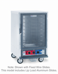Metro C5 1 Series Half-Height Mobile Non-Insulated Heated Holding & Proofing Cabinet, Clear Polycarbonate Door, Lip Load Slides, 17 Pan Capacity