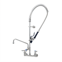 EverSteel 8-Inch Center Wall-Mount Pre-Rinse Mixing Faucet with 12-Inch Swing Nozzle and 1.07 GPM Spray Valve