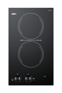 Summit Appliance CR2110B 11 7/8 Inch 2-Element Electric Radiant Cooktop with SCHOTT CERAN Glass Surface