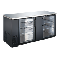 Black Diamond 69-Inch 2-Door Glass Back Bar Bottle Cooler, 23.3 Cu. Ft., Stainless Steel Top