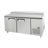 Atosa 67-Inch Two-Section Refrigerated Pizza Prep Table with 2 Self-Closing Locking Doors
