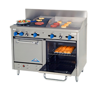 Comstock-Castle 48-Inch Commercial Gas Range with 2 Open Burners, 24-Inch Griddle, 12-Inch Char-Broiler, and 2 Space-Saver Ovens
