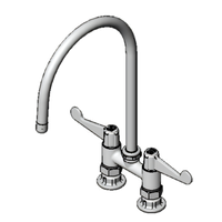 equip 4-Inch Deck Mount Mixing Faucet with 9-Inch Swivel Gooseneck and Wrist Handles