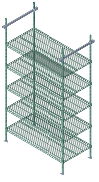 Quantum 24-Inch Intermediate Overhead Track Shelving Kit, 86-Inch Posts, Green Epoxy Antimicrobial Finish