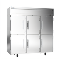 Victory Elite V-Core Three-Section Top-Mount Reach-In Freezer, 69.1 Cu. Ft., Half-Height Solid Doors