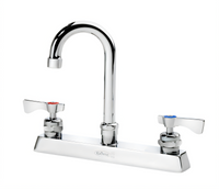Krowne Royal Series 8-Inch Center Deck Mount Manual Faucet with 3-1/2-Inch Gooseneck Spout, Vandal-Resistant Wristblade Handles, and 0.50 GPM Aerator