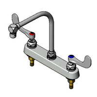 T&S Brass B-1149 Deck-Mount Workboard Faucet with Swing Gooseneck Spout, Aerator and Wrist Action Handles