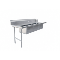 Omcan USA Straight Soiled Dishtable with 3 Pre-Rinse Sinks, 84 x 30 x 44 Inches, Left-to-Right Operation