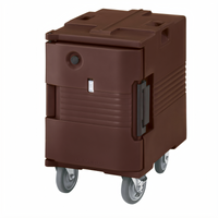 Cambro Ultra Pan Carrier Heated Front-Loading Food Pan Carrier with Casters, 1-Compartment, 110V, Dark Brown