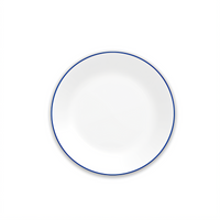 Corelle Essentials Round Vitrelle Glass Appetizer Plate, 6-3/4 Inch, White with Blue Rim, 36/Case