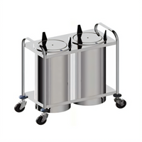 Atlas Metal 3-Stack Mobile Open Frame Plate Dispenser, Unheated, for Round Plates up to 9-1/8 Inches