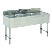 Advance Tabco Special Value Series 3-Compartment Stainless Steel Underbar Sink Unit with Right-Hand Drainboard and Splash-Mount Faucet, 48-Inch Wide