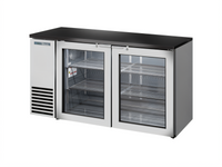 True 60-1/8 Inch Two-Section Self-Contained Back Bar Cooler with 2 Glass Doors