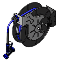 Open Epoxy-Coated Retractable Hose Reel System with 3/8-Inch x 50-Foot Hose and Rear Trigger Spray Valve