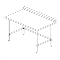 Sapphire Manufacturing 48 x 30 Inch 18-Gauge 400-Series Stainless Steel Work Table with 5 Inch Backsplash