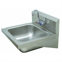 Advance Tabco Wall Mounted Hand Sink with Splash-Mounted Gooseneck Faucet, Basket Drain, and Wall Bracket, 16 x 14 x 8 Bowl, 304 Stainless Steel