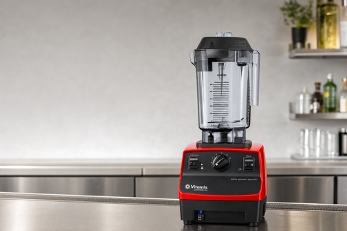 Vitamix Drink Machine Advance commercial blender on a bright stainless bar counter