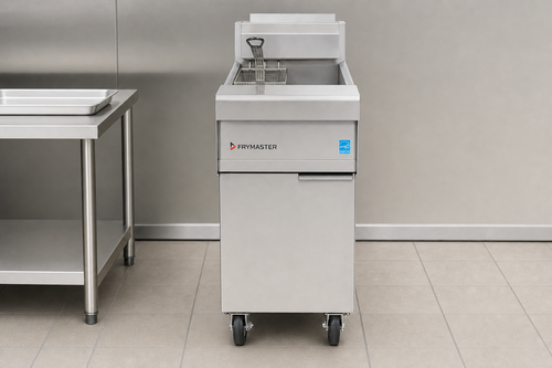 Frymaster MJ140 Energy Star gas fryer in a commercial kitchen