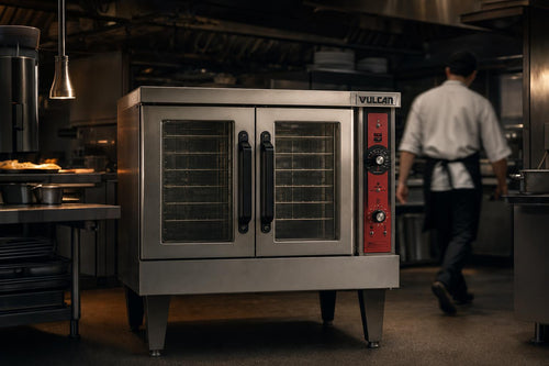 Vulcan SG4 gas convection oven in a professional restaurant kitchen at pre-service