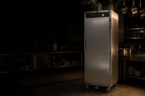 Cres Cor H138PWS full-size insulated heated holding cabinet in a professional restaurant kitchen
