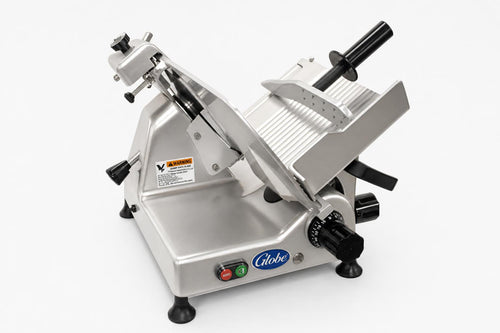 Globe G10 10-inch medium-duty manual belt-driven commercial food slicer on countertop