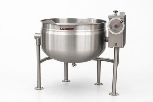 Southbend KDLT-40F 40-gallon direct steam tilting steam-jacketed kettle on four-leg frame with handwheel tilt mechanism