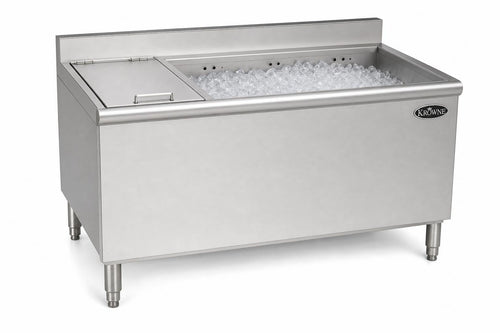 Krowne Royal Series KR19-M48R 48-inch underbar combination ice bin with right ice well and left insulated bottle storage