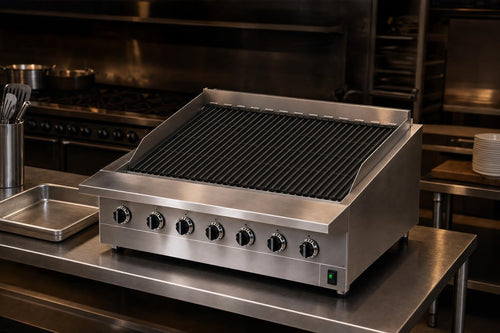 Garland HEEGM36CL 36-inch commercial radiant gas charbroiler with cast iron grates and six burner zones