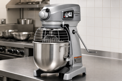Hobart Legacy+ HL200-40STD 20-quart countertop planetary mixer in a commercial kitchen