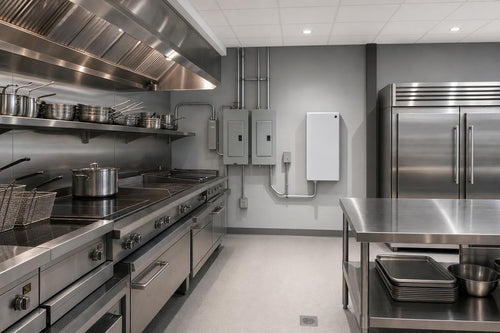 All-electric commercial kitchen with battery energy storage