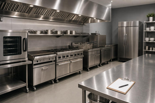 Commercial kitchen prepared for an equipment asset inspection during restaurant acquisition due diligence