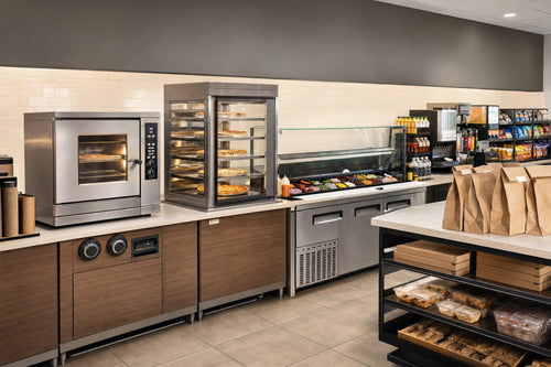 Modern convenience-store foodservice counter designed for restaurant-grade production