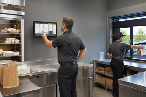 Restaurant team testing an AI-assisted drive-thru ordering workflow
