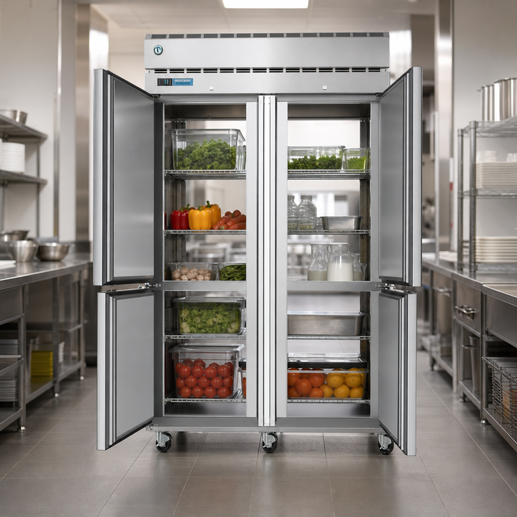 Product image #3 for Hoshizaki Steelheart Two-Section Pass-Thru Reach-In Refrigerator with Half-Height Solid Doors, 52.5 Cu. Ft.