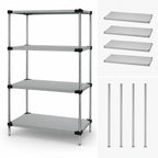 Thumbnail image #3 for Quantum WRS4-74-2142SS Stationary 304 Stainless Steel Solid Shelving Starter Kit, 42"W x 21"D x 74"H, 4 Shelves, 4 Posts