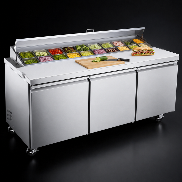 Product image #4 for 71-Inch Mega Top 3-Section Refrigerated Sandwich/Salad Prep Table