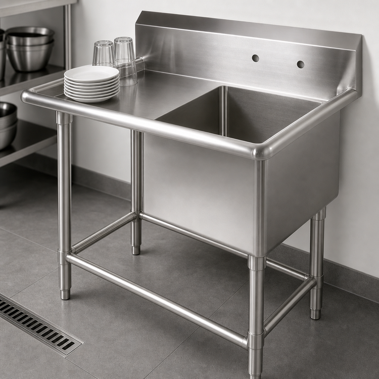 Product image #3 for John Boos Pro-Bowl 1-Compartment Stainless Steel Sink with Left Drainboard and 10-Inch Backsplash