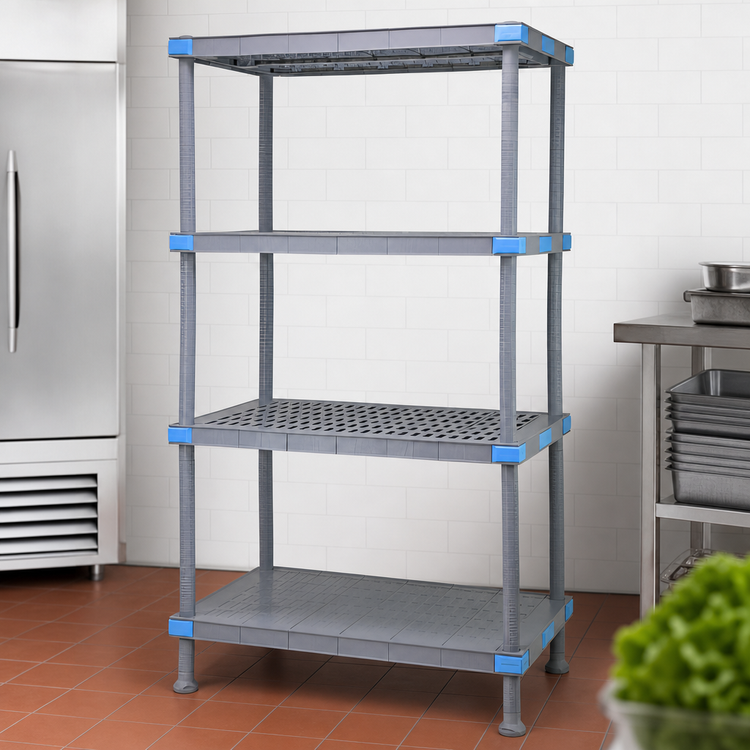 Product image #3 for Quantum Millenia 4-Shelf Gray Polymer Starter Shelving Unit, 24"W x 18"D x 86"H