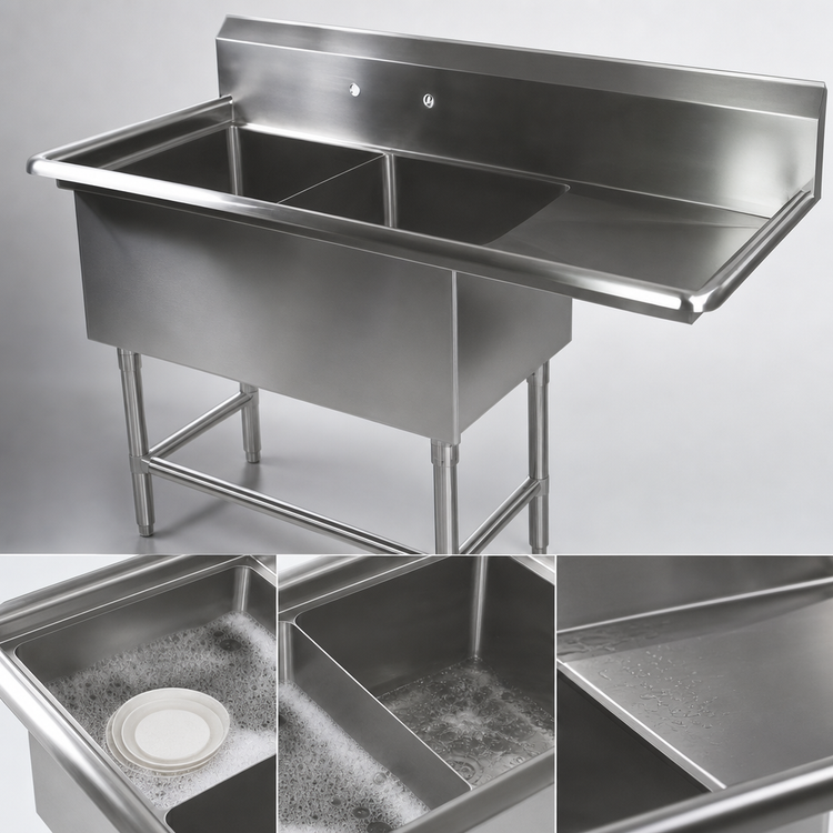 Product image #3 for John Boos Pro-Bowl 2-Compartment Stainless Steel Sink with Right Drainboard
