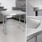 Thumbnail image #3 for BK Resources VTTROB-8424 84 x 24 Inch 18/430 Stainless Steel Work Table with Open Galvanized Base and 1-1/2 Inch Rear Riser
