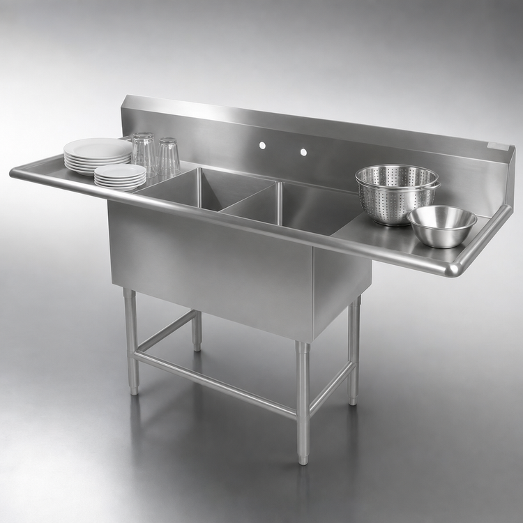 Product image #3 for John Boos Pro-Bowl 2-Compartment Sink with Dual 30-Inch Drainboards, 20 x 20 x 14-Inch Bowls