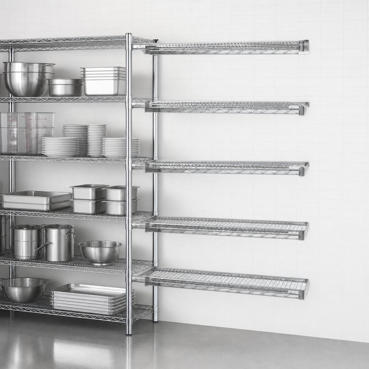 Product image #3 for Eagle Group 5-Tier Add-On Wire Shelving Unit, 36" W x 21" D x 74" H, Chrome-Plated