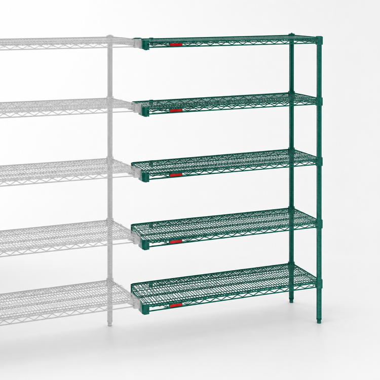 Product image #3 for Eagle Valu-Gard 5-Tier Wire Add-On Shelving Unit, 42 x 24 x 86 Inches, Green Epoxy