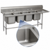 Thumbnail image #3 for Advance Tabco Regaline Four-Compartment Sink with Right-Hand 18-Inch Drainboard, 16 x 20 Bowls, 14-Gauge 304 Stainless Steel