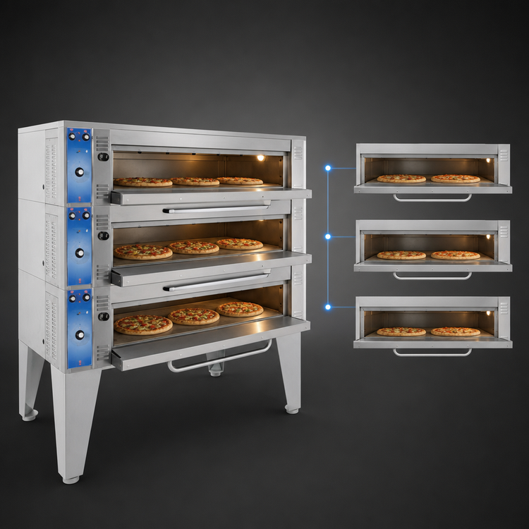 Product image #3 for Super Deck Series Triple Deck Electric Pizza Deck Oven with 57" x 36" Cavities