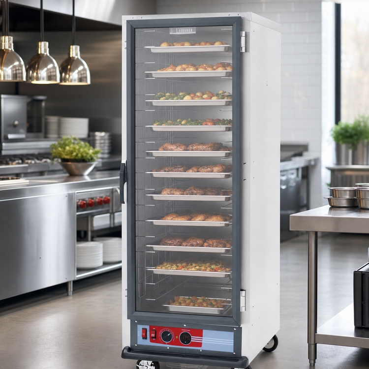 Product image #3 for Metro C5 1 Series Mobile Full Height Non-Insulated Heated Holding Cabinet with Clear Polycarbonate Door and Fixed Wire Slides, 120V