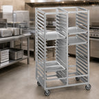 Thumbnail image #3 for Channel Manufacturing 460A6 Double-Section Aluminum Cafeteria Tray Rack, 36-Tray Capacity, 14 x 18-Inch Trays, 6-Inch Spacing, Casters