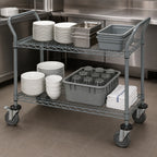 Thumbnail image #3 for Quantum WRC-2142GY-2 Utility Bus Cart, Gray Epoxy, 2 Wire Shelves, 1200 lb. Capacity, 42W x 21D x 37-1/2H