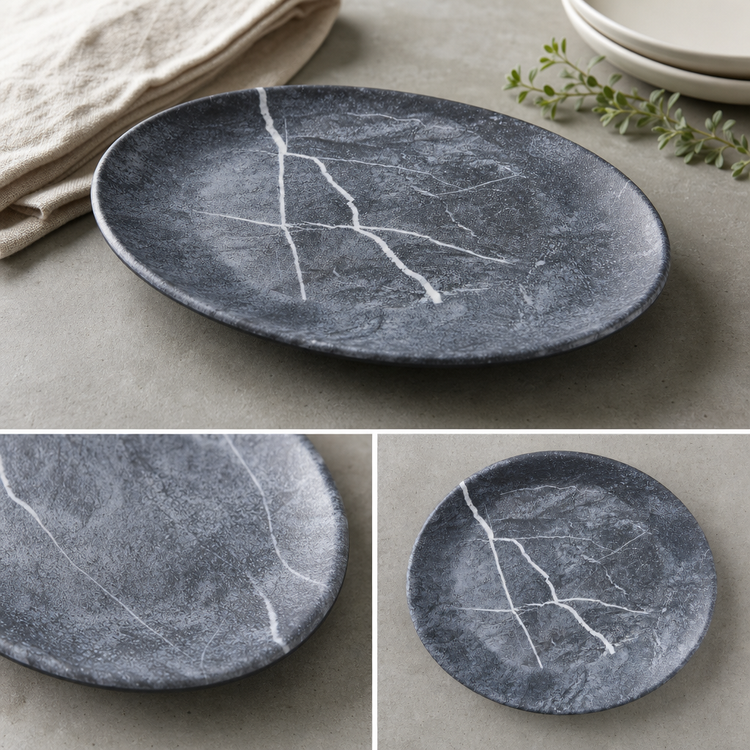 Product image #3 for Ridge 10-Inch Soapstone Oblong Coupe Plate, 15 oz.